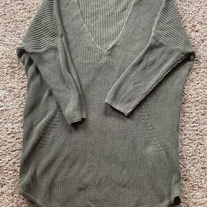 Express Deep Green V-Neck Women's Sweater